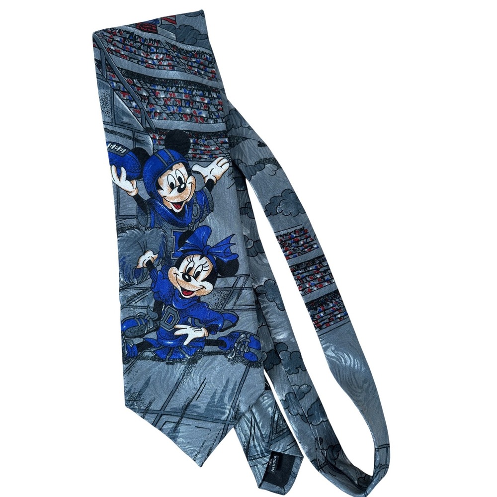 DIsney Mickey Mouse Tie Gray Football Novelty Sports Necktie OS Menswear